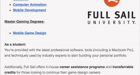 Full Sail University for game design