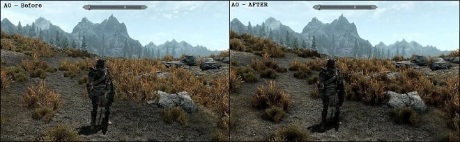 ambient occlusion before and after