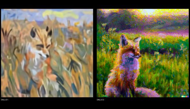 Sample OpenAI Dall-E AI art of a fox