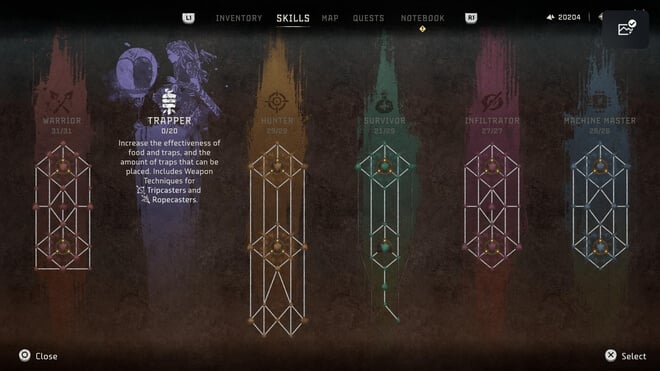 Live UI skill tree